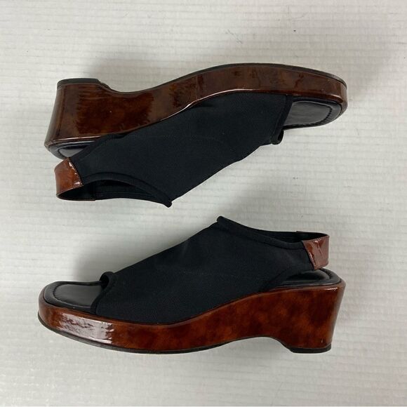 Donald J Pliner Black & Brown Wedged Platform Sole Sling Back Sandals Size 7.5N - Picture 5 of 12